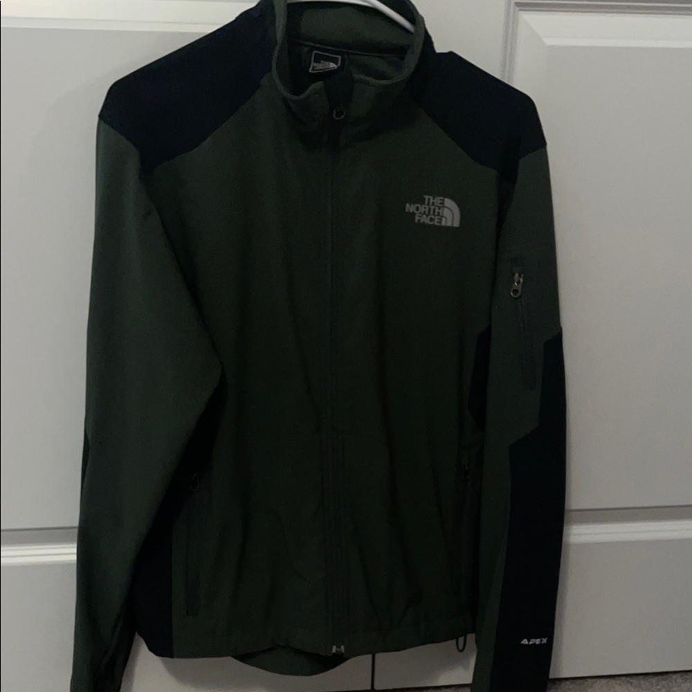 The North Face Olive Green and Black Softshell Jacket
